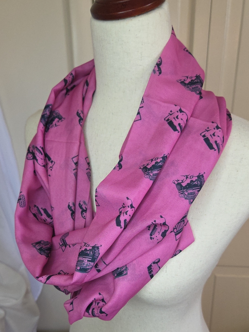 Pink Jeep Wrangler Printed Infinity Scarf